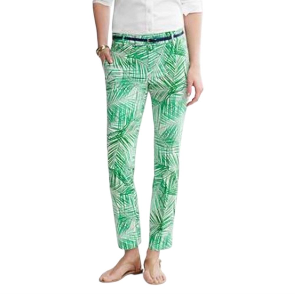 Banana Republic Hampton Green Tropical Print Cropped Pants